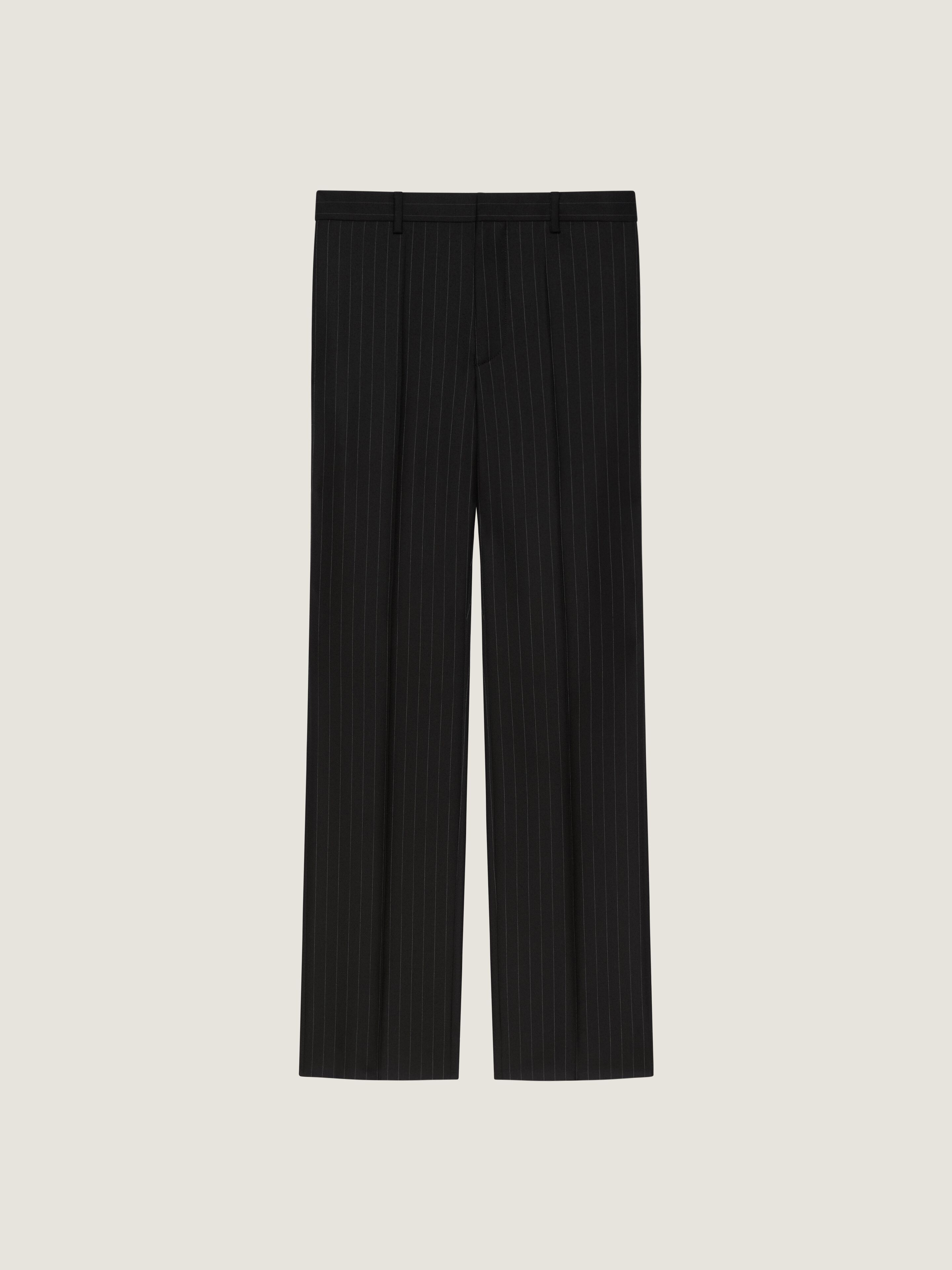 Straight leg tailored trousers in striped wool